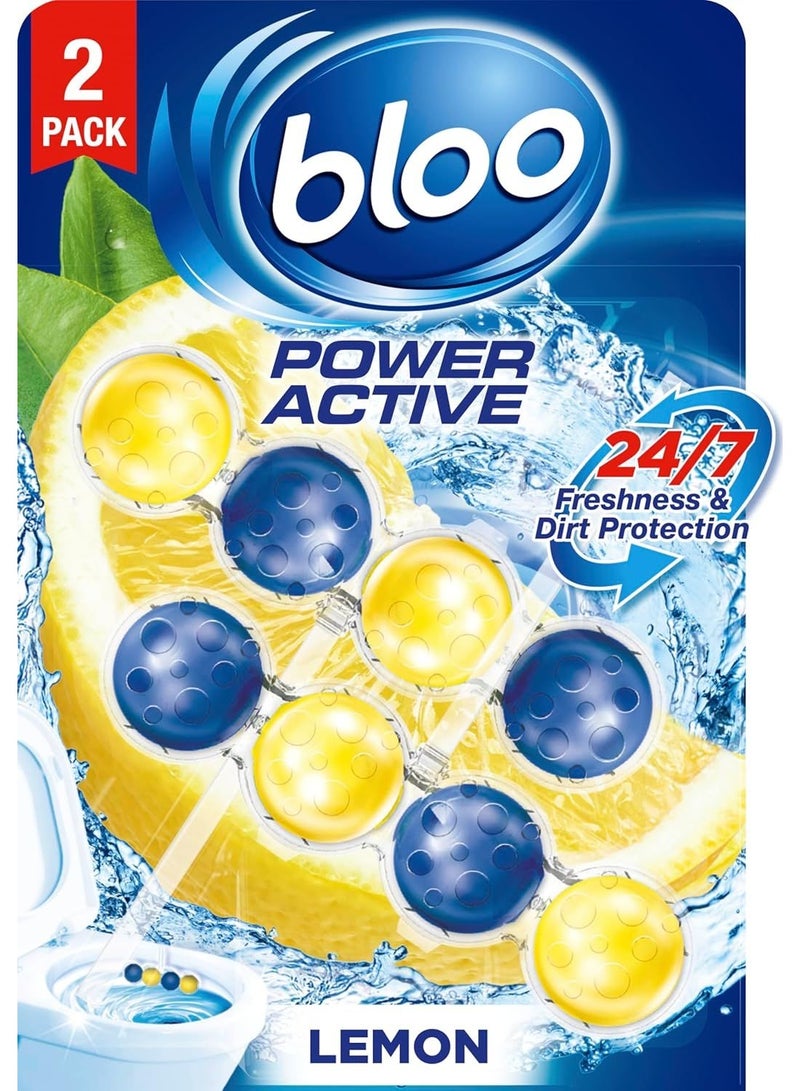 Bloo Power Active Toilet Rim Block Lemon With Anti Limescale Cleaning Foam Dirt Protection And Extra Freshness 100 G